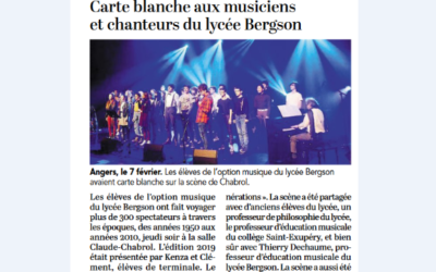 Un article du Courrier de l’Ouest  suite au concert « Carte Blanche »