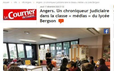  » Un chroniqueur judiciaire dans la classe  médias  du lycée Bergson » dans le Courrier de l’Ouest