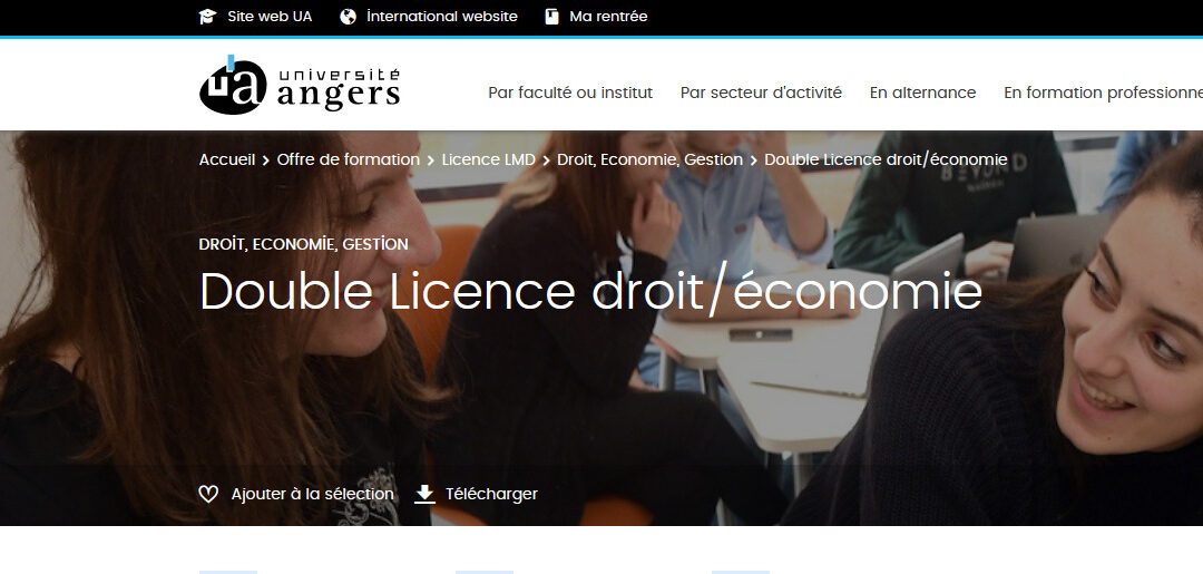 5 doubles licences, 2 parcours bivalents,… à l’Université d’ Angers