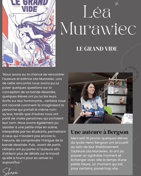 Léa Murawiec, autrice de BD,  au lycée Bergson