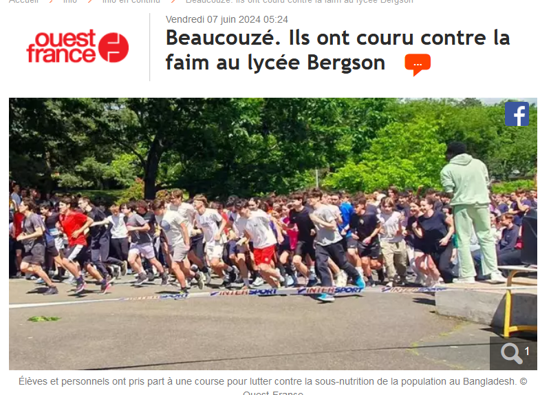 Course solidaire  au profit d' » Action contre la Faim »